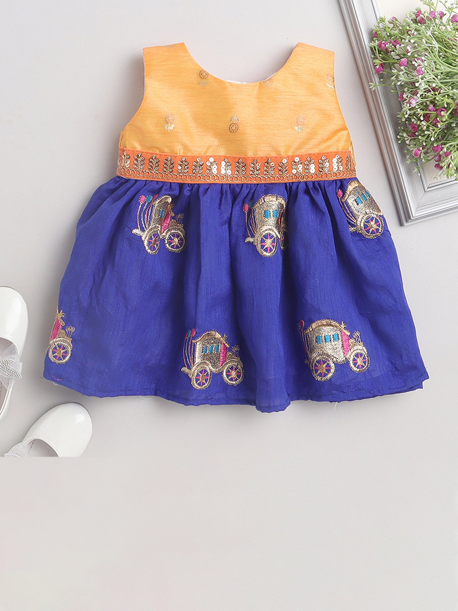 Pink Chick Kids Navy Solid Party Gowns