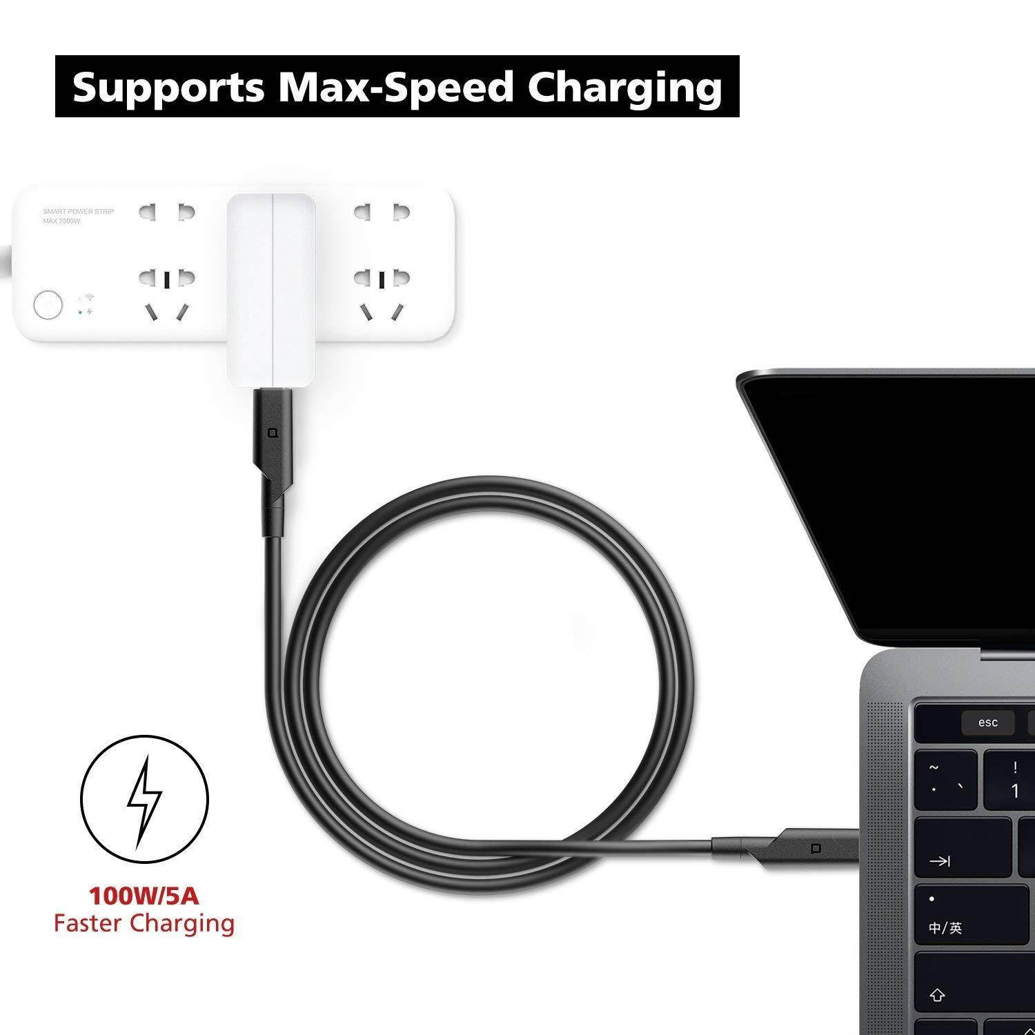 Nonda USB-C to USB-C Data Transfer & Charging Cable (USB 3.1), 10.0GBPS Data Transfer, 100W/5A, 3.4ft/1m, Quick Charge and Data Sync for New MacBook and Other Devices with USB Type C (Thunderbolt 3)