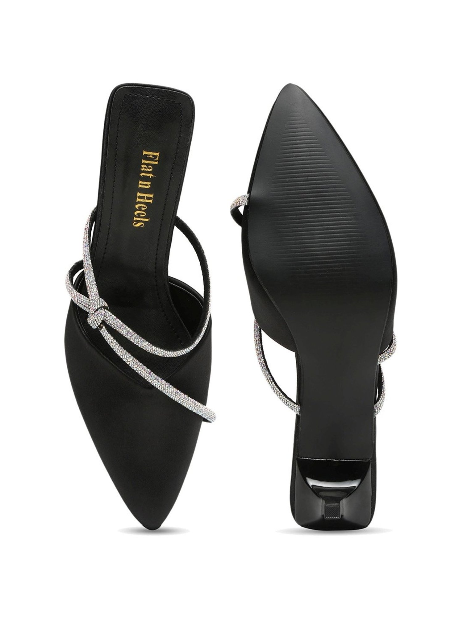 Flat N Heels Women's Black Mule Stilettos