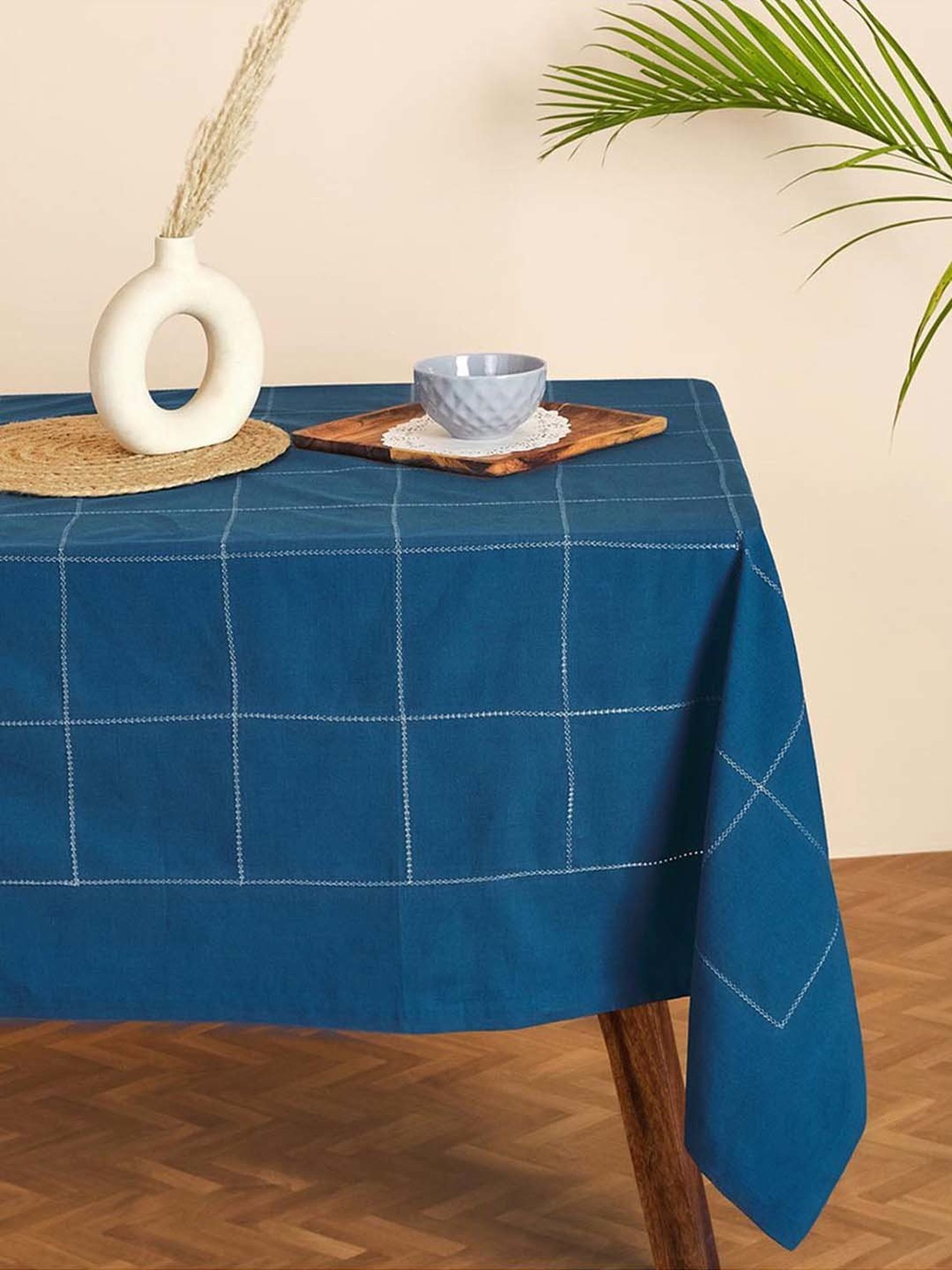 Romee Beige Cotton Checks Table Linen Sets