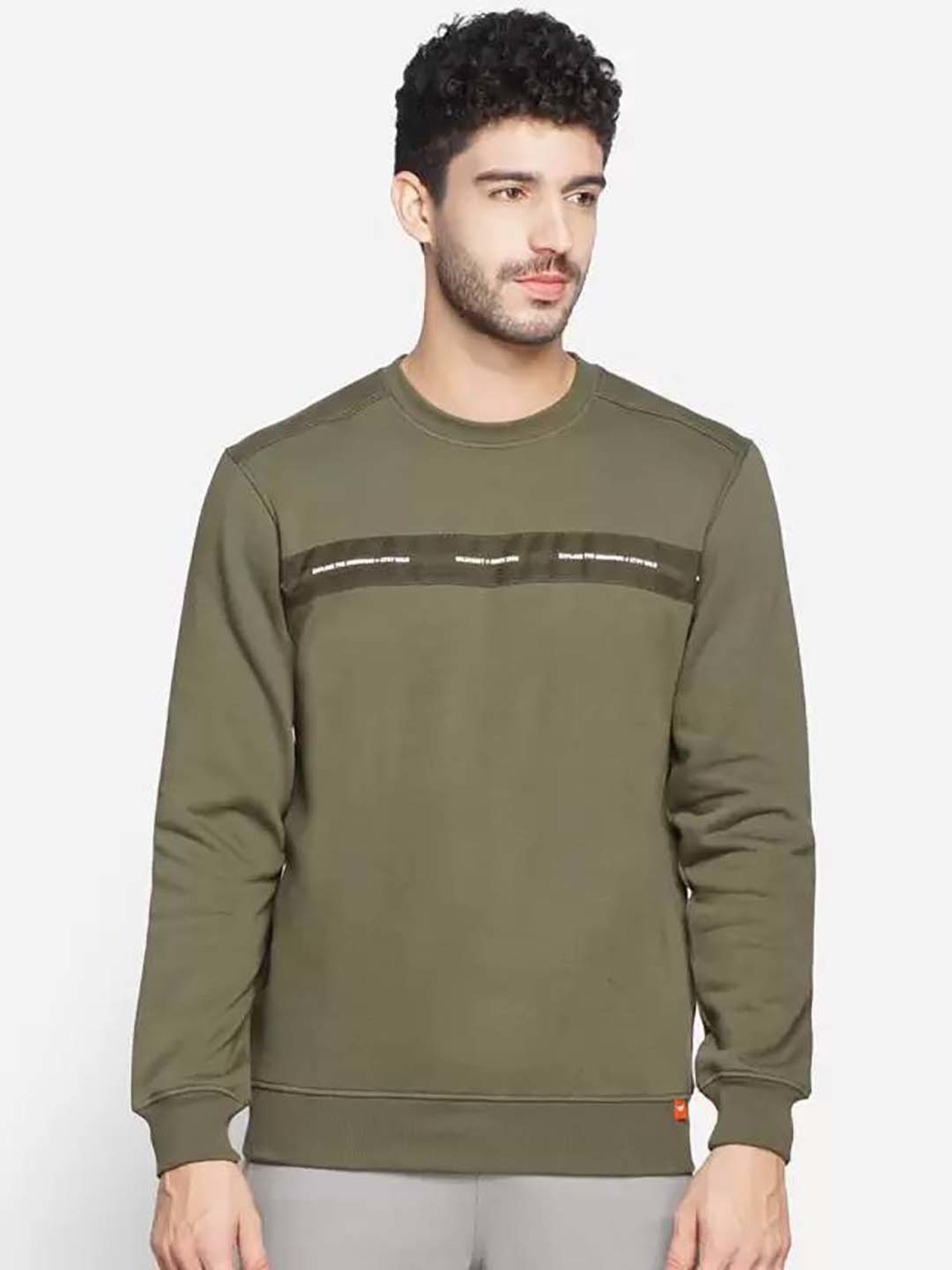 Wildcraft Dark Olive Regular Fit Print Sweatshirt