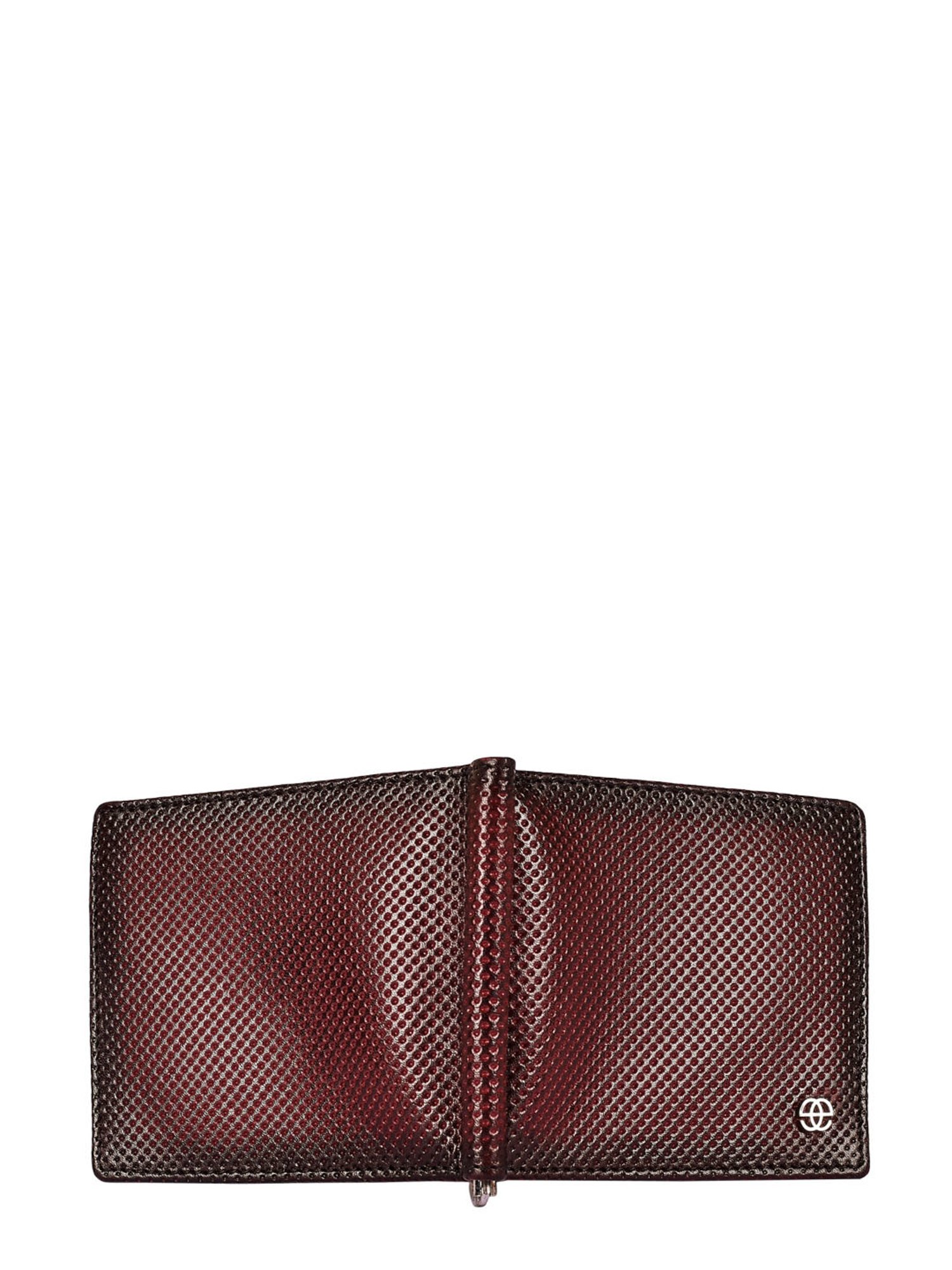 Eske Maroon Textured Money Clip Wallet for Men