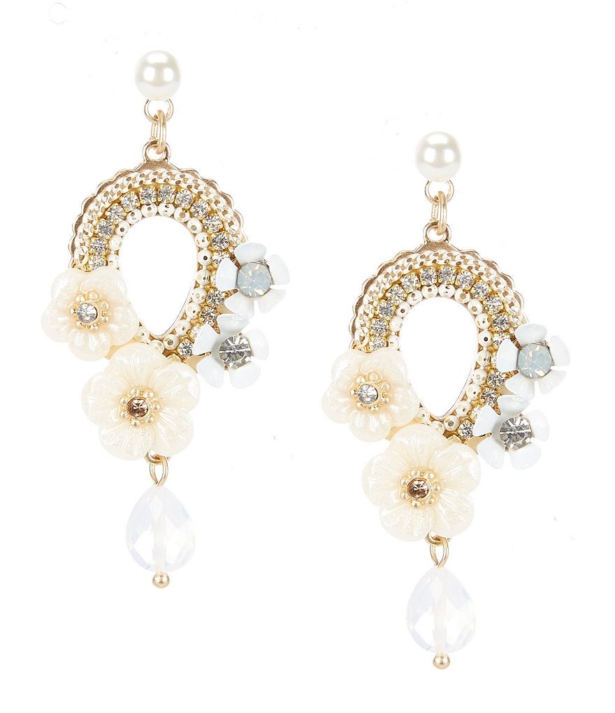 Lonna & Lilly White Flower Chandelier Statement Earrings