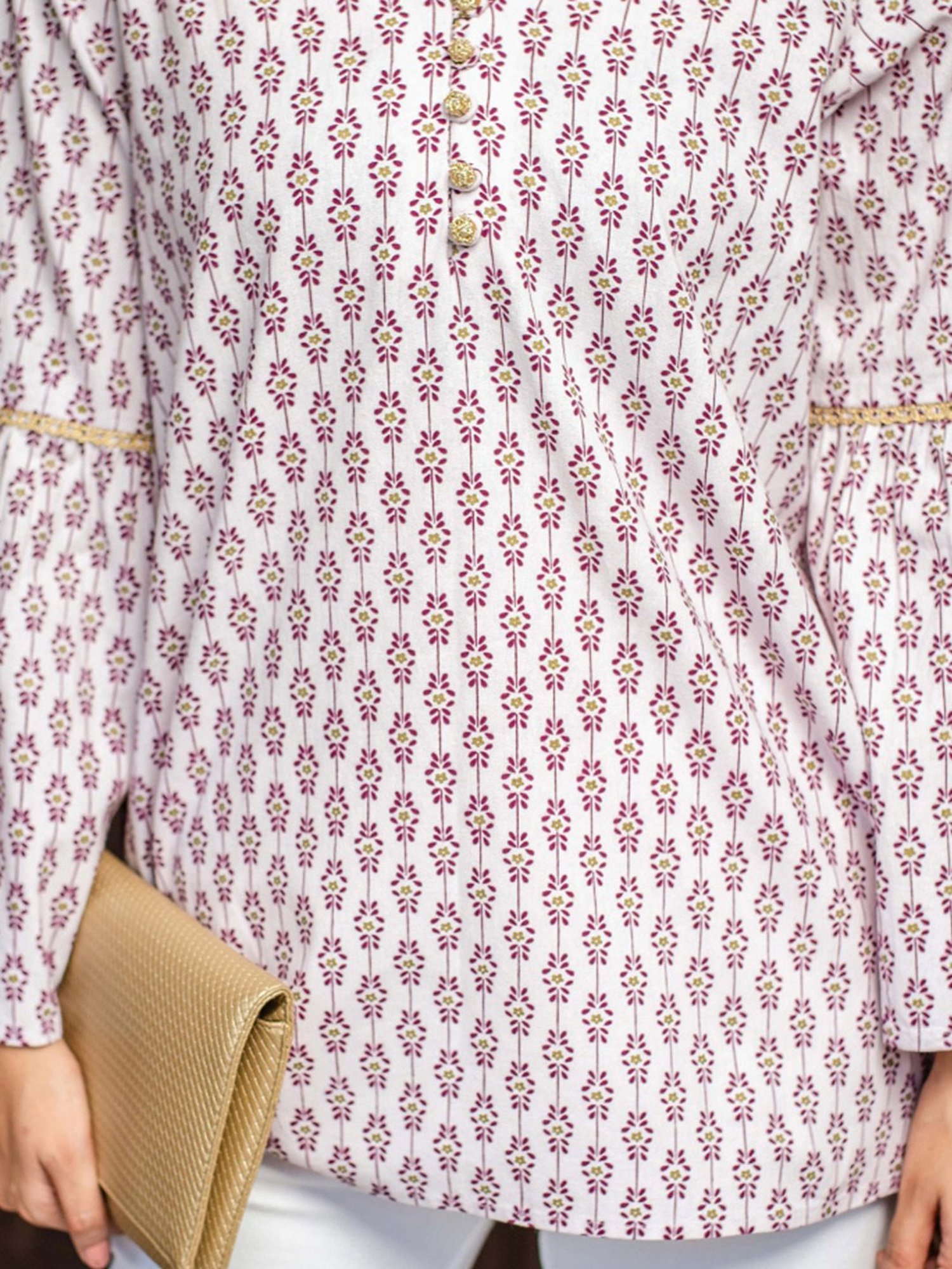 Grass & Sunshine Light Pink Boho Dreams Printed A Line Short Kurta