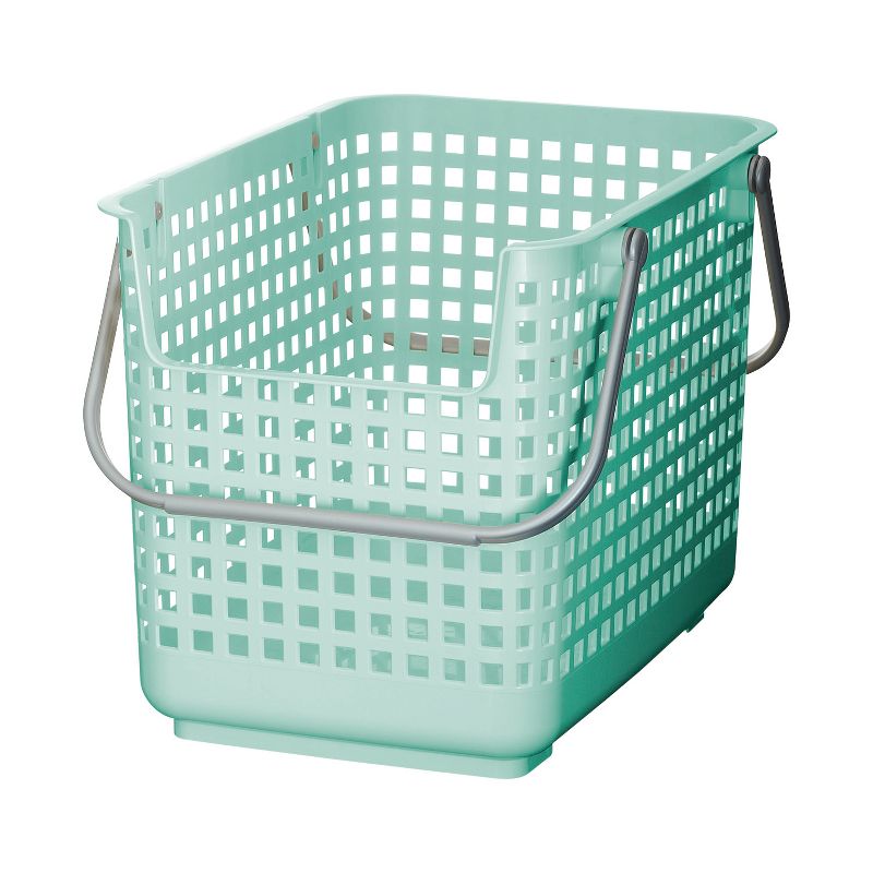 Like-it 13 x 19 x 24 Inch Large Midcentury Modern Scandinavian Style Square Durable Plastic Home Organizing Storage Basket, Mint Blue