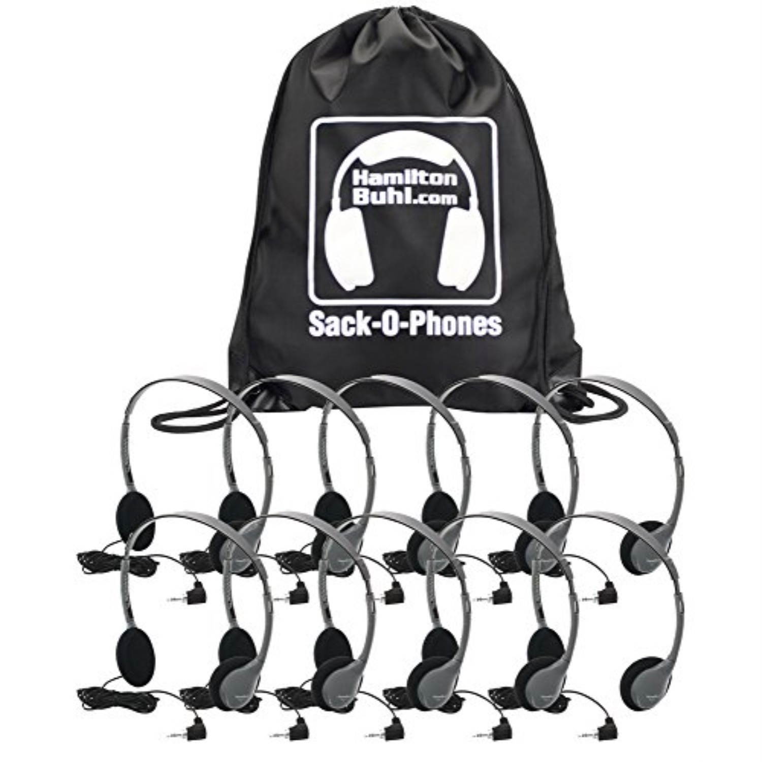 HamiltonBuhl Sack-O-Phones, 10 HA2 Personal Headsets, Foam Ear Cushions in a Carry Bag