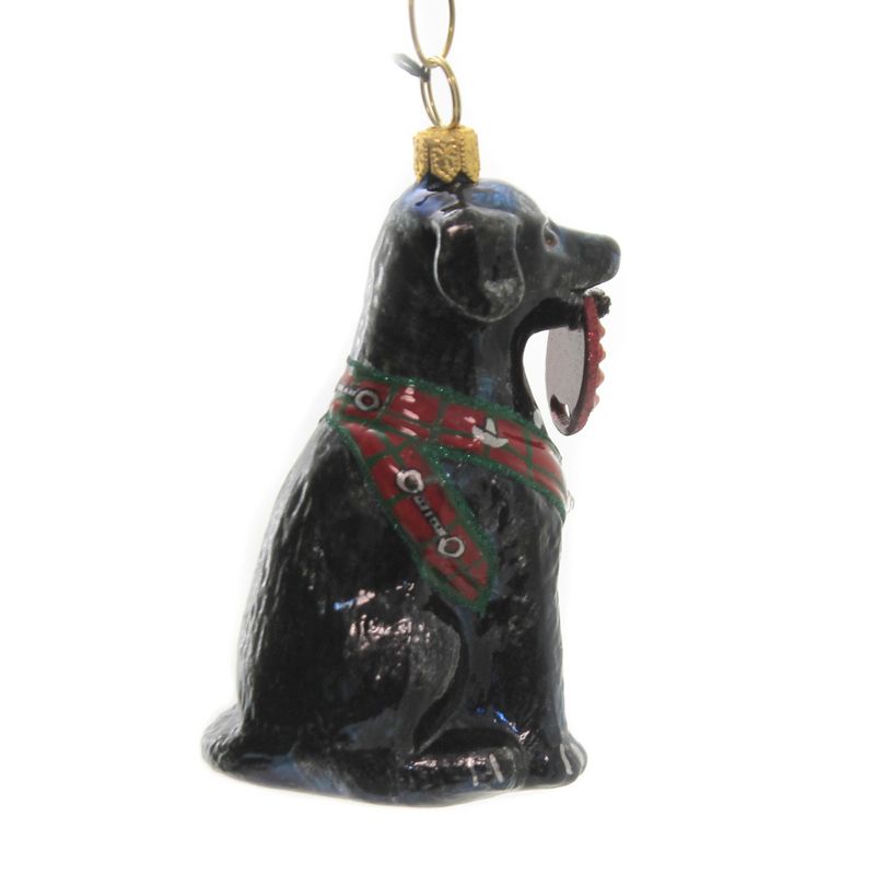 Joy To The World 3.5" Black Lab In Vest Ornament Fetching Ring Dog  -  Tree Ornaments