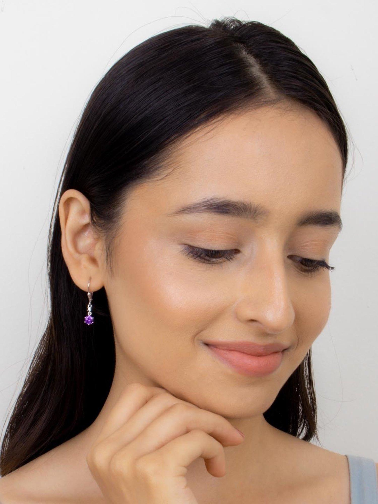 Ornate Jewels 92.5 Sterling Silver Amethyst Earrings for Women