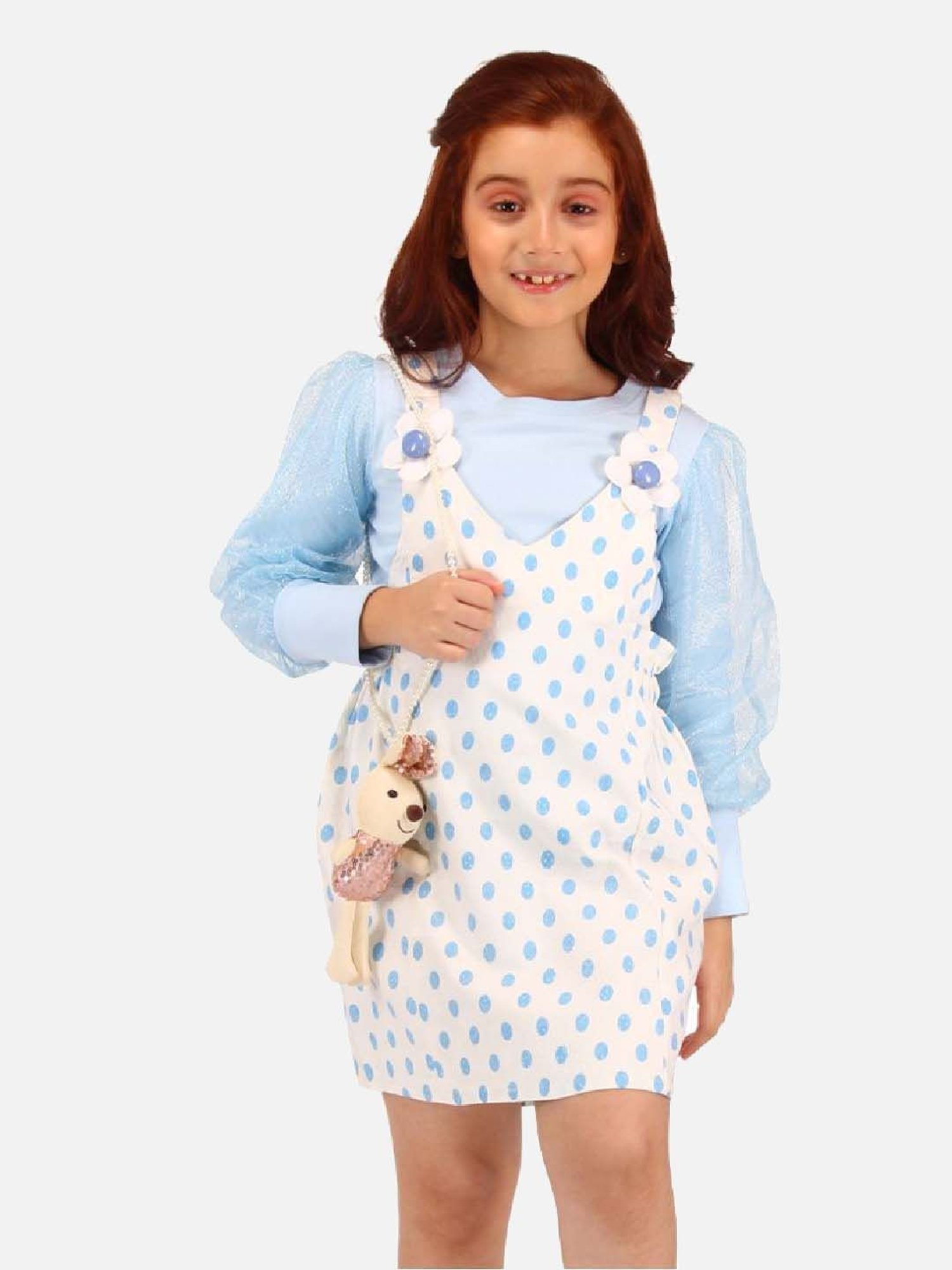 Peppermint Kids Black & White Printed Full Sleeves Dress