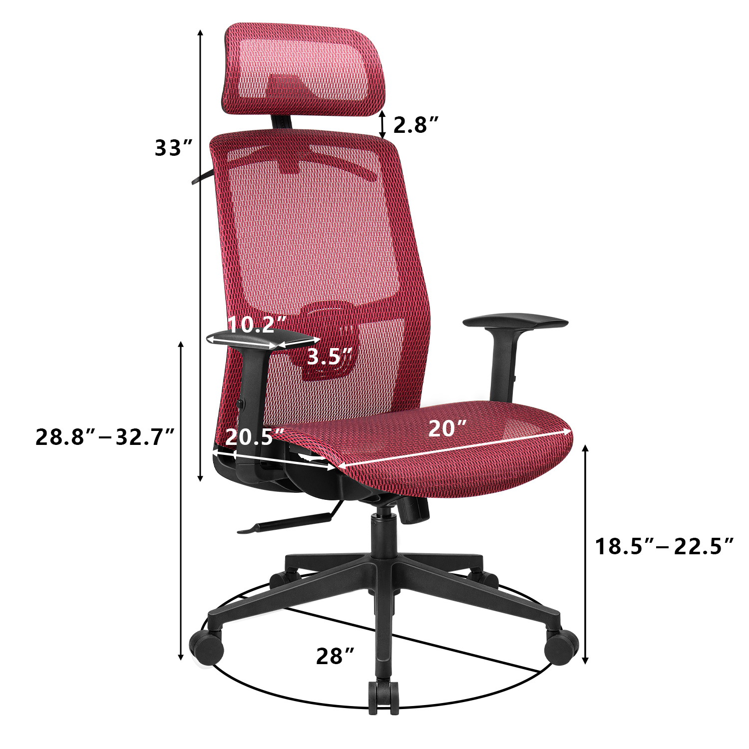 Furmax Ergonomic Office Chair Executive Chair with Mesh Seat High Back Computer Desk Chair with Adjustable Headrest Lumbar Support Armrest Rolling Task Chair with Clothes Hanger (Black)