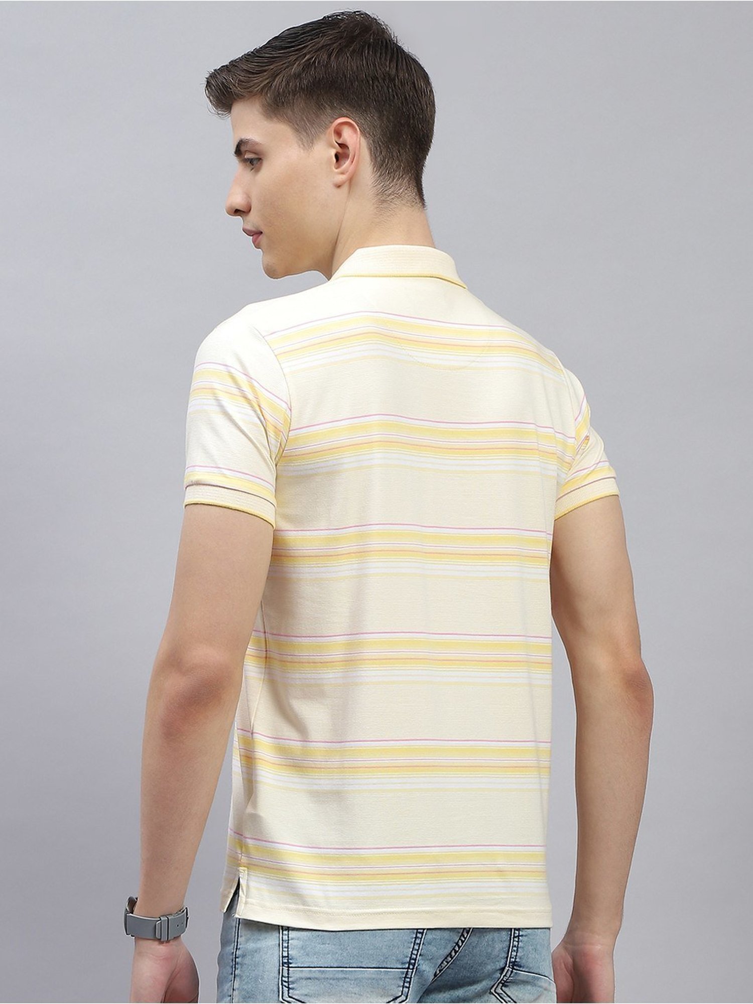 Monte Carlo Lemon Regular Fit Striped Polo T-Shirt