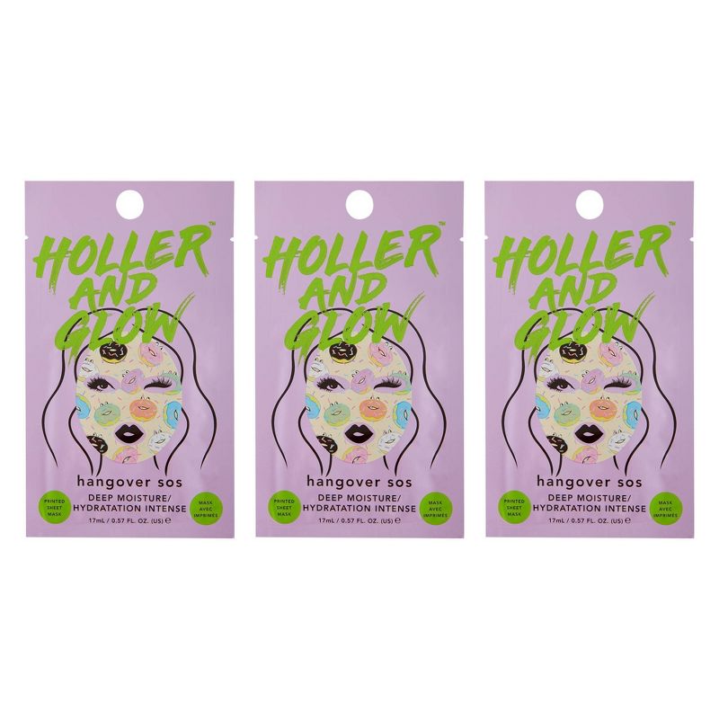 Holler and Glow Hangover SOS Face Mask Trio - 3ct/0.57 fl oz