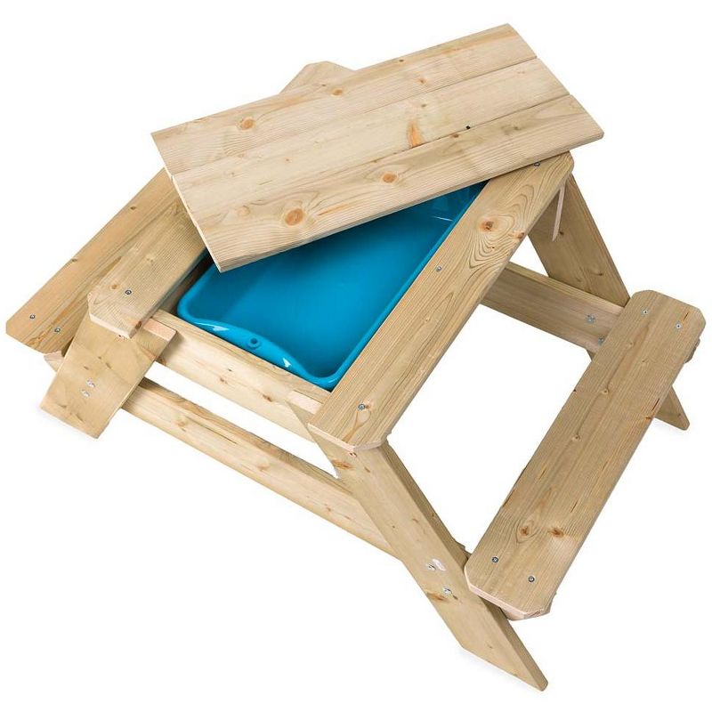 HearthSong Wooden Picnic Table for Kids with Removable Plastic Sandpit, Holds up to 30 lbs. of Sand (not included)