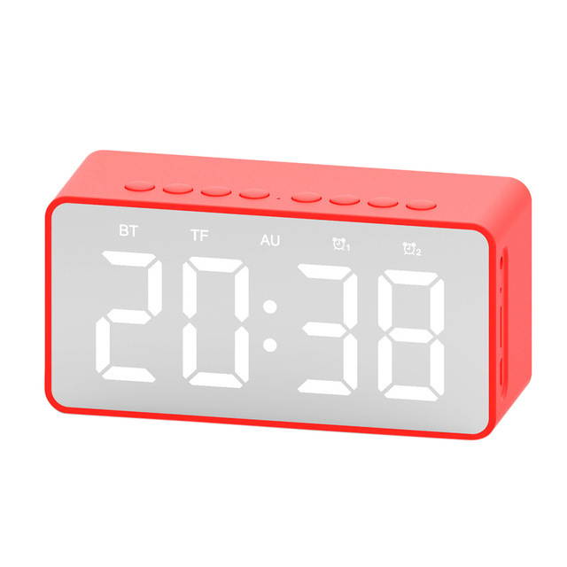 Wireless bluetooth speaker, bluetooth 5.0 speaker with mirrored LED alarm clock and built-in microphone voice, for Android and IOS smart phones,Black