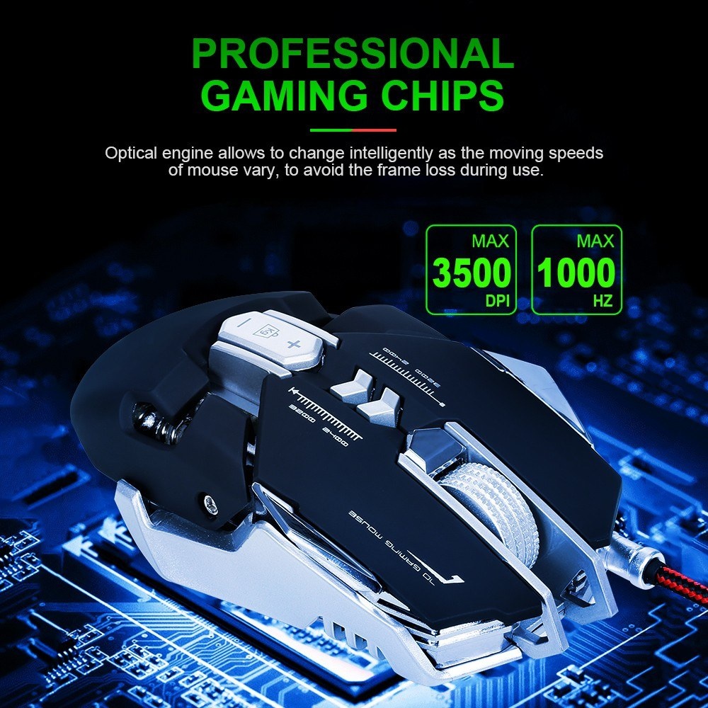 G9 USB Wired Gaming Mouse Mechanical Game Mice Adjustable 3500DPI 7 Programmable Buttons LED Lighting Effect