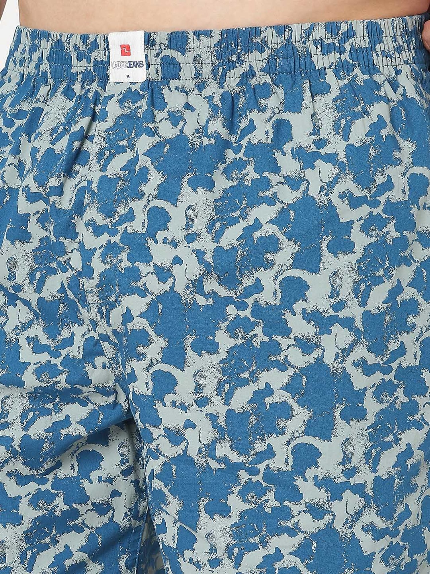 UnderJeans by Spykar Light Blue Regular Fit Printed Boxer Shorts