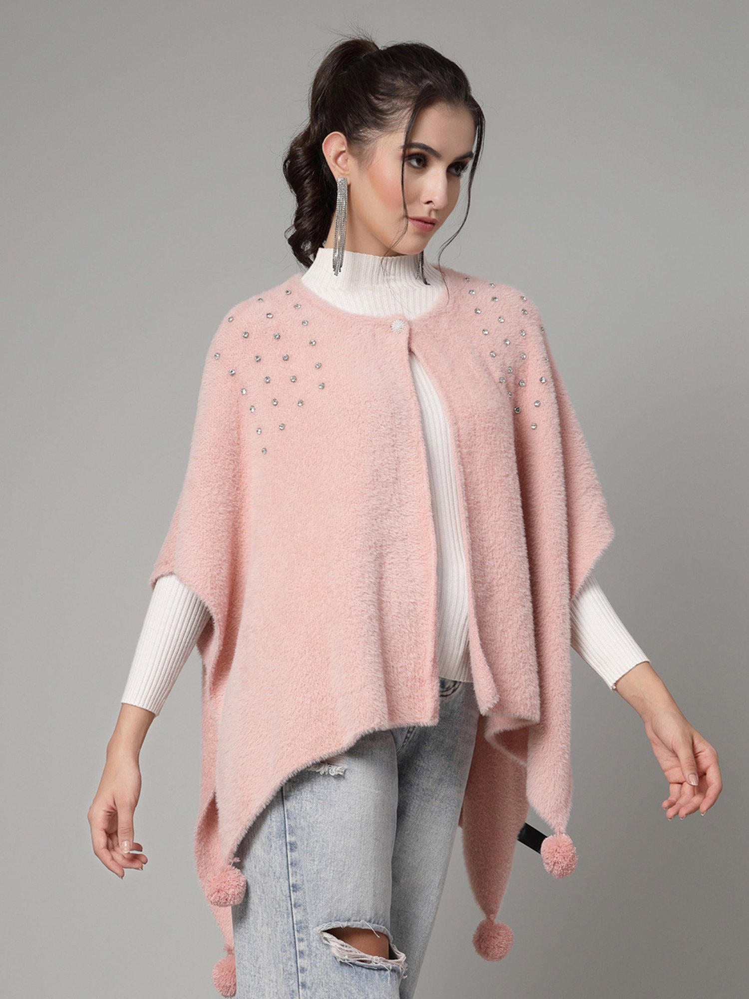 Mafadeny Peach Poncho