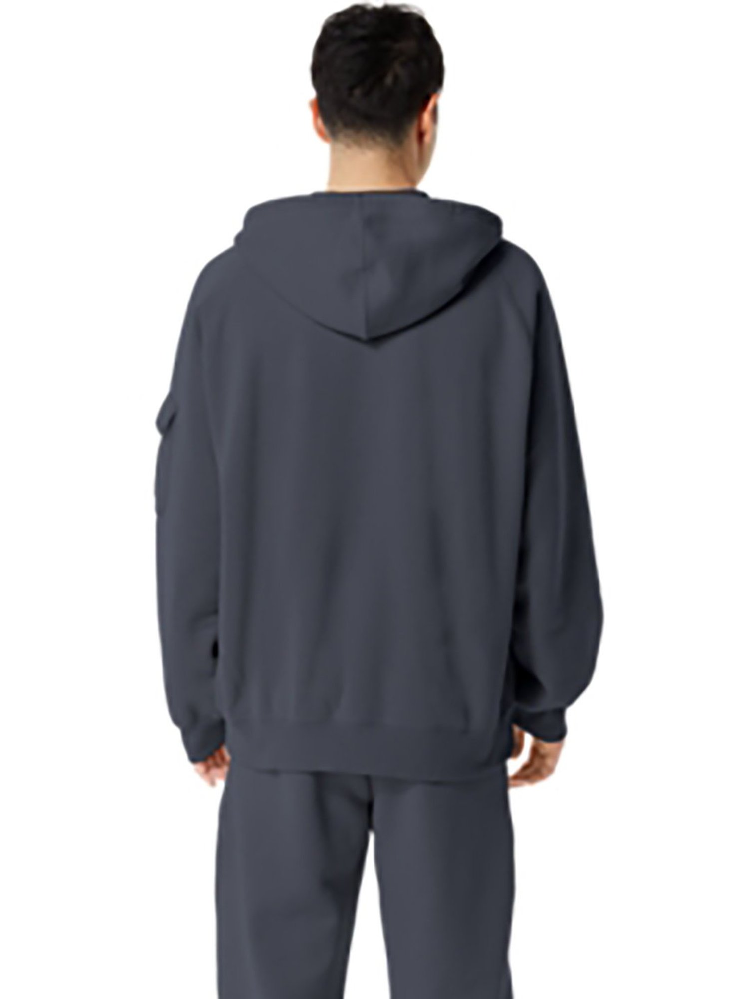 Asics Grey Full Sleeves Hooded Sweatshirt