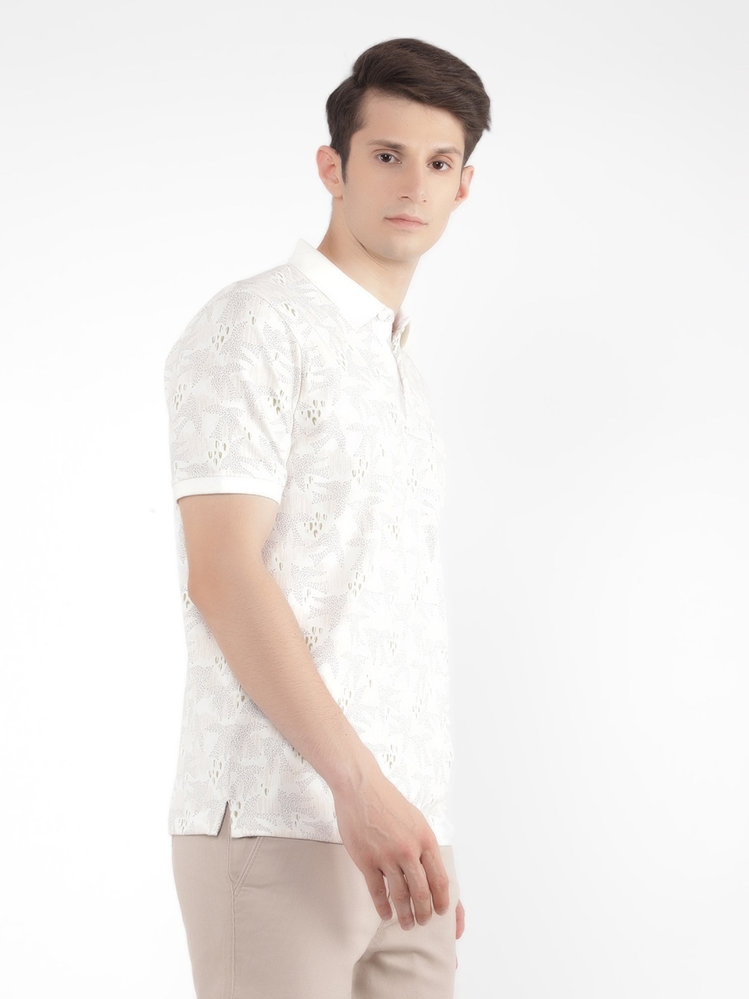 Crimsoune Club Multicolored Cotton Slim Fit Printed Polo T-Shirt