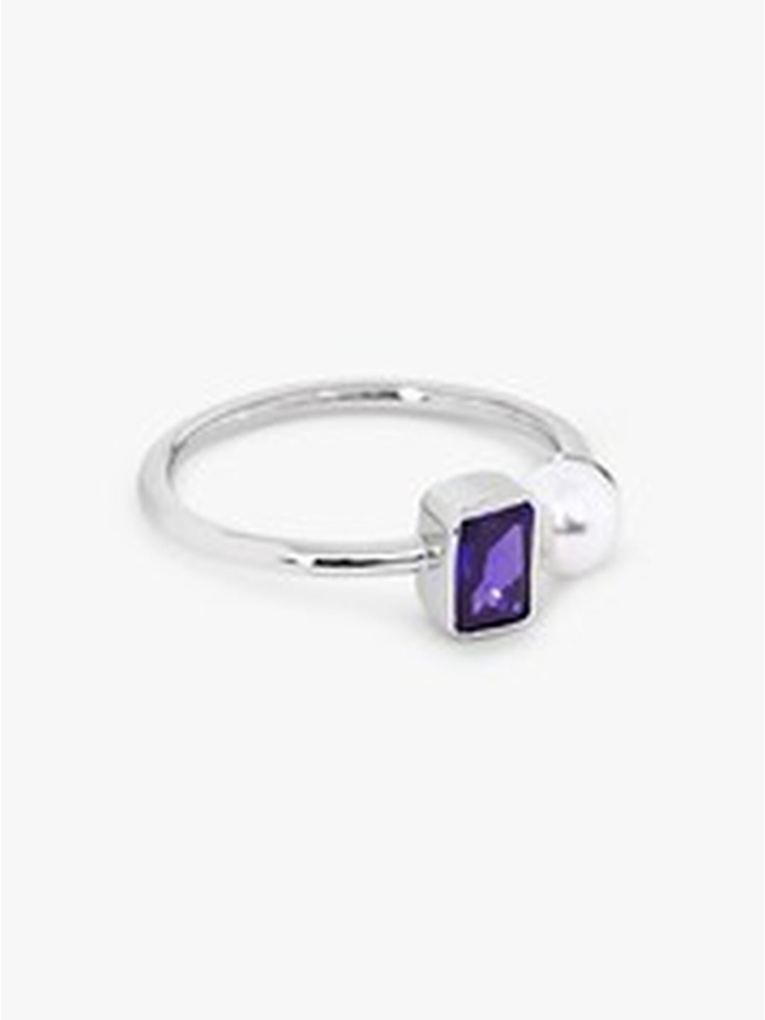 March by FableStreet 92.5 Sterling Silver Amethyst Pearl Ring for Women