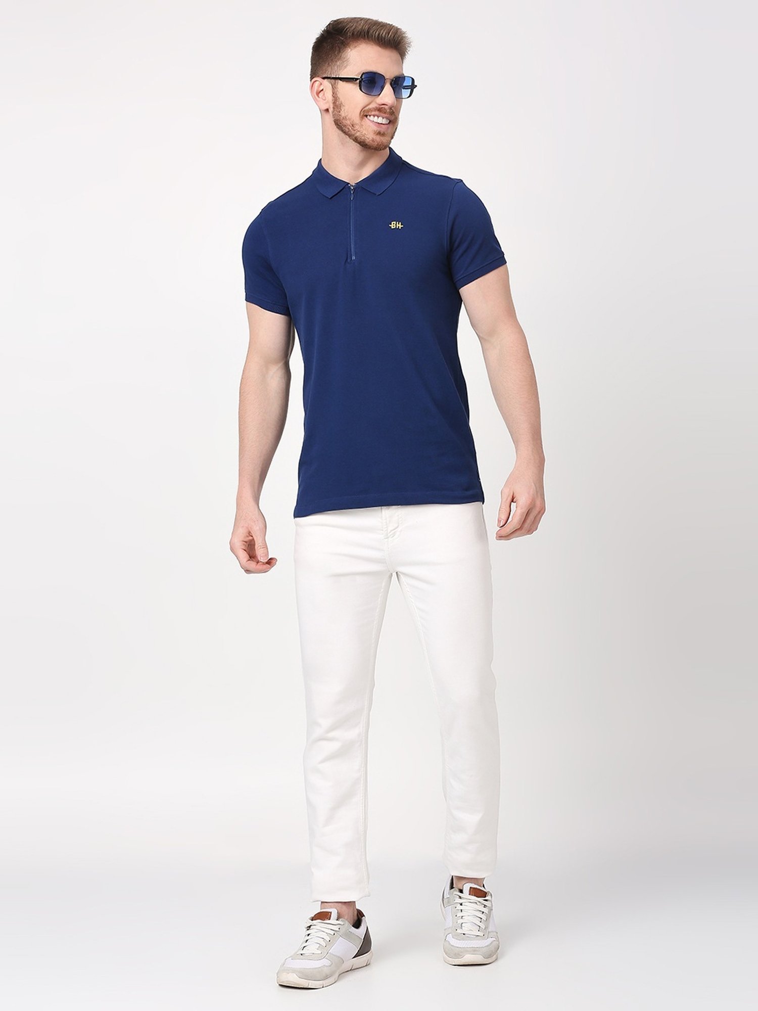 Being Human Dark Blue Regular Fit Polo T-Shirt
