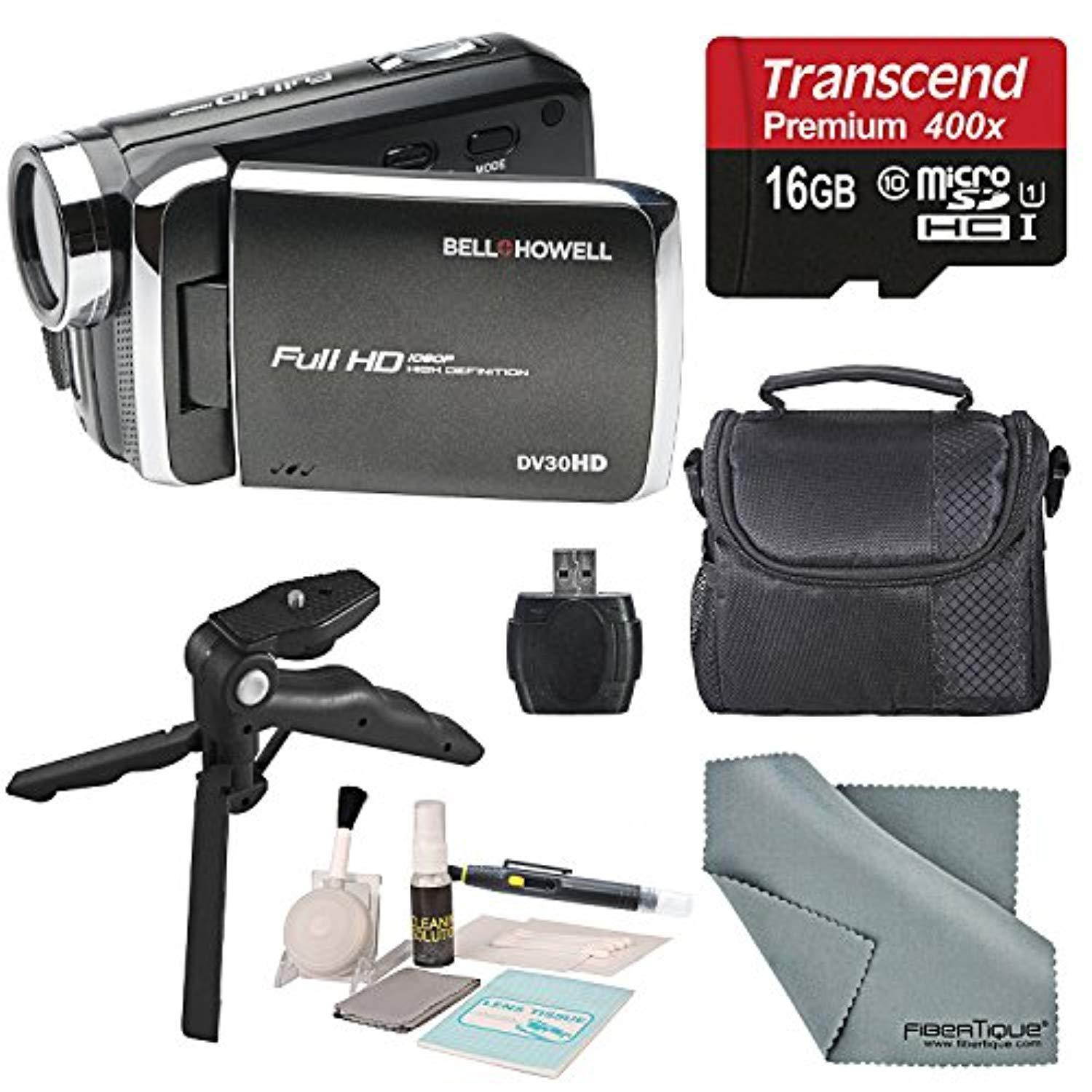 Bell & Howell Black DV30HD 1080p HD Video Camera Camcorder + Basic Accessory Bundle + Professional Cleaning Kit