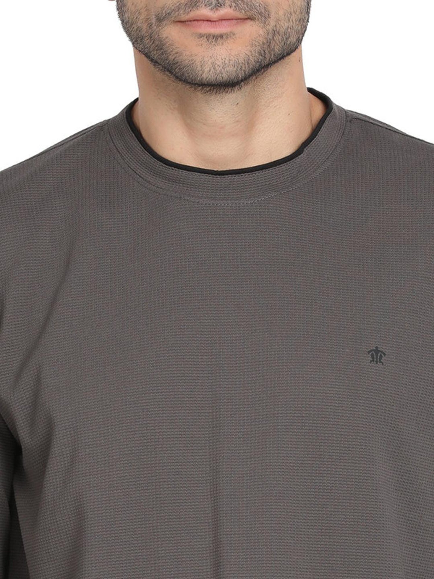 Turtle Grey Cotton Slim Fit T-Shirts