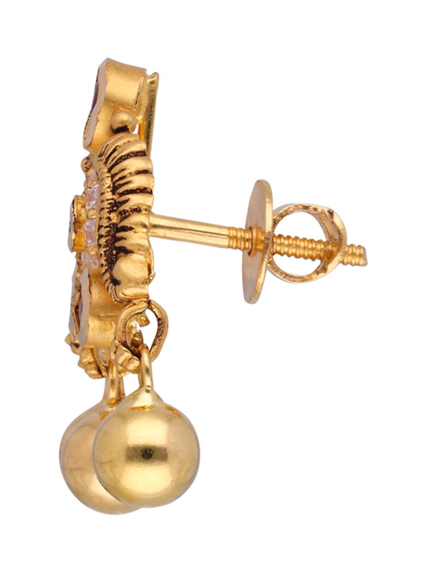 CKC Oxidized Finish Filigree Plain Gold Eardrops: Vintage Charm