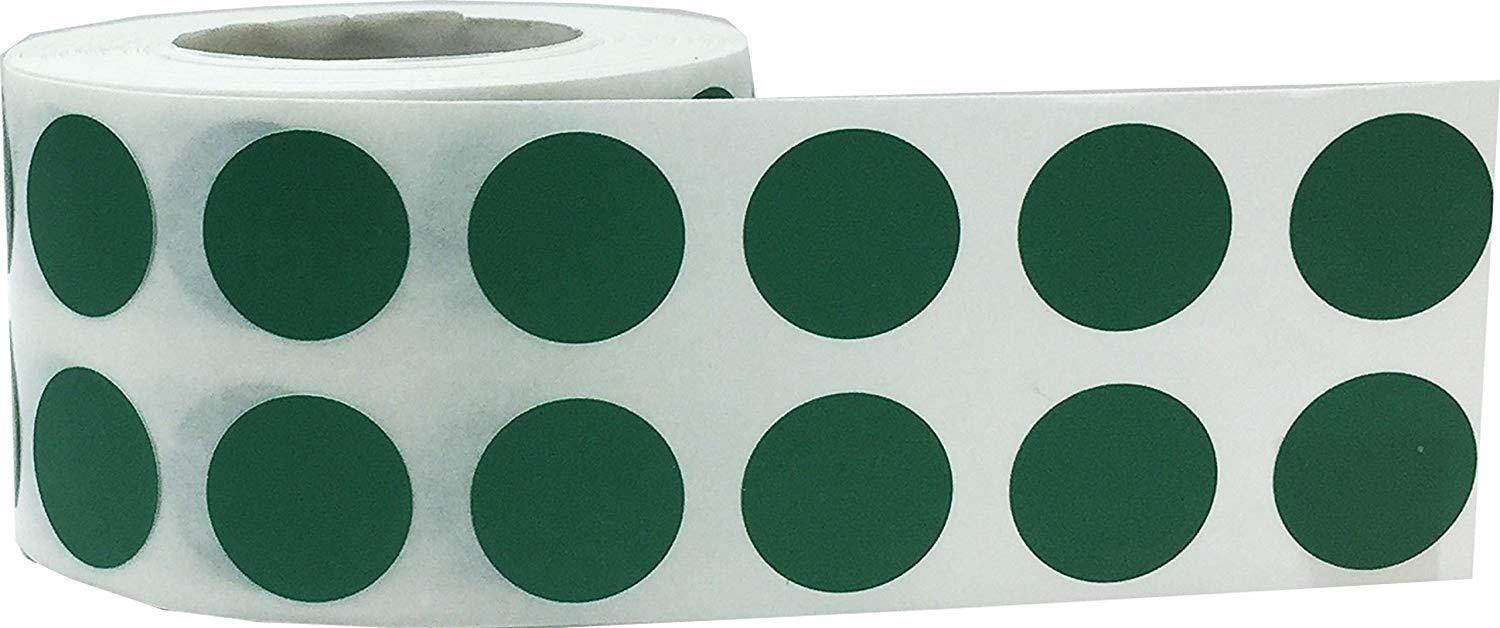 Green Circle Dot Stickers, 1/2 Inch Round, 1000 Labels on a Roll
