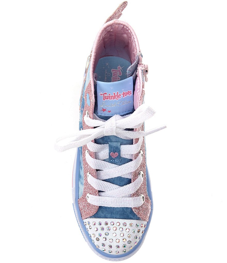 Skechers Girls' Shuffles-Fooling Flutters Glitter Detail Light Up Sneakers (Toddler)