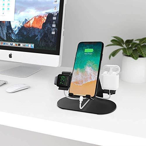 in 1 Aluminum Charging Station for Apple Watch Charger Stand Dock for iWatch Series 421iPadAirPods and iPhone XsX MaxXRX88Plus77 Plus 6S 6S PlusBlack