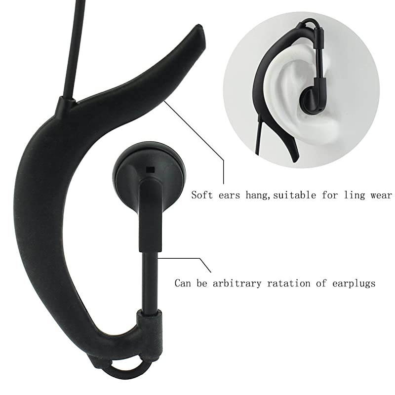 Walkie Talkies Headset with Mic 2 Pin G Shape Volume Adjustable Earpiece for Motorola CP200 P100 CLS1410 GP2000 P1225 2 Way Radios 10 Pack