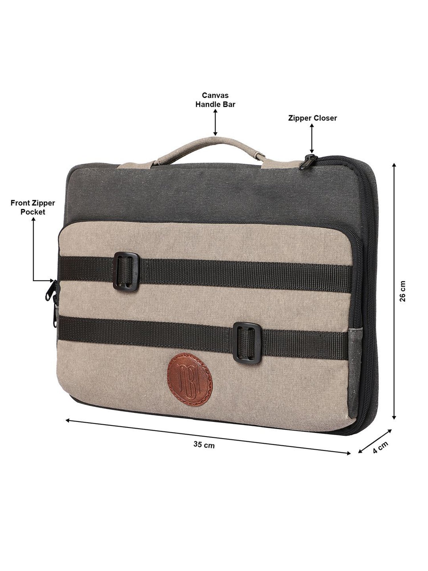 Mona B 4 Ltrs Beige Small Laptop Sleeve