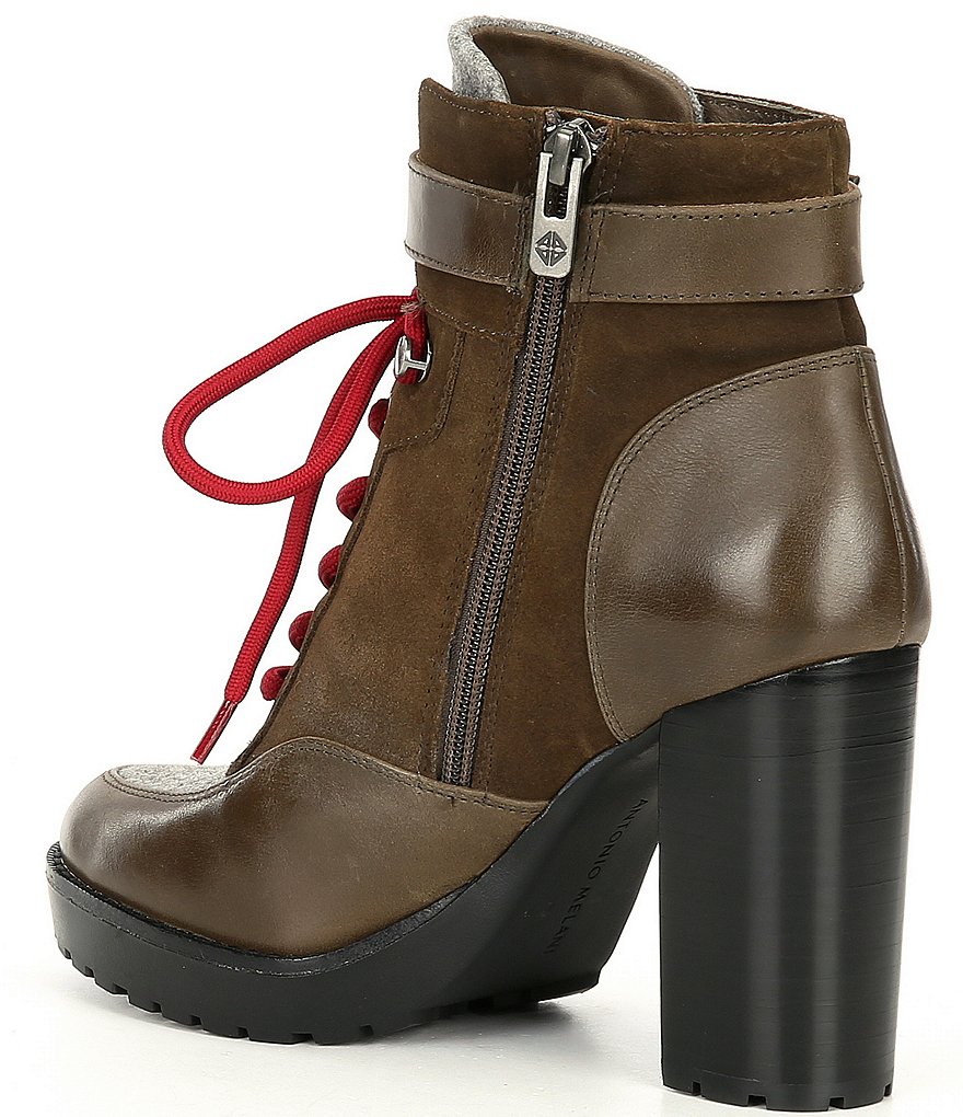 bionica Denali 2 Collection Derinda Waterproof Leather Block Heel Lug Sole Combat Booties