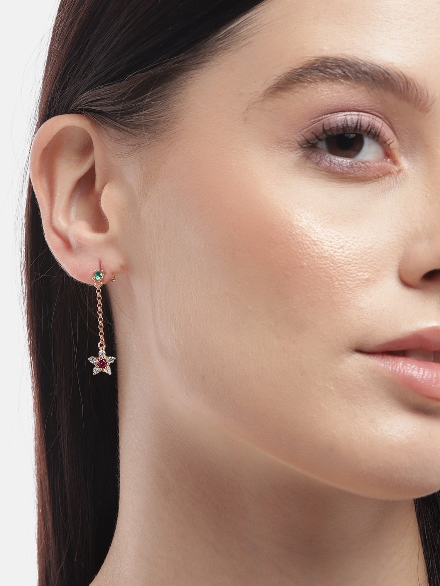 Zavya 92.5 Sterling Silver Floral Cascade Drop Earrings for Women