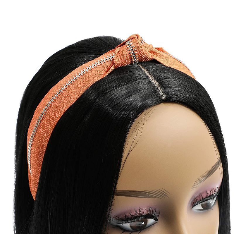 Glamlily 2 Pack Top Knot Women's Headbands with Zipper (Yellow and Orange, 5.5 x 1.25 x 7 in)