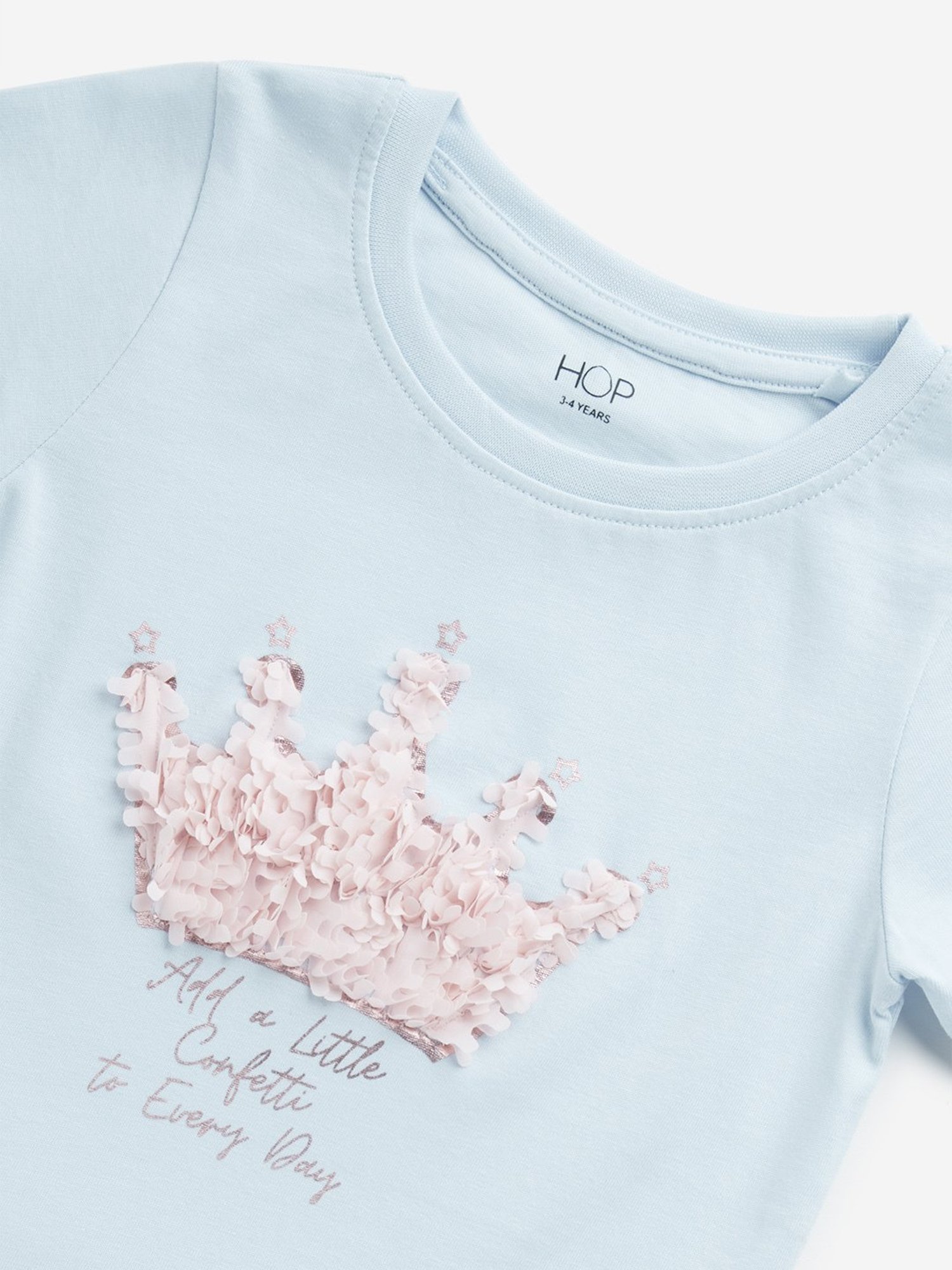 HOP Kids by Westside Light Blue Crown Applique-Detailed Cotton T-Shirt
