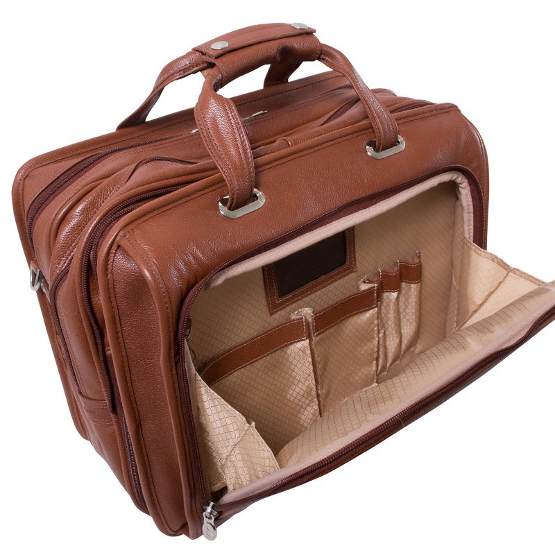 McKlein 15" West Town Pebble Grain Calfskin Leather Detachable Wheeled Laptop Bag - Brown