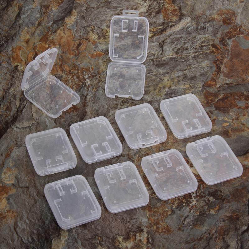 10PCS Transparent Standard SD SDHC Memory Card Case Holder Box Storage New
