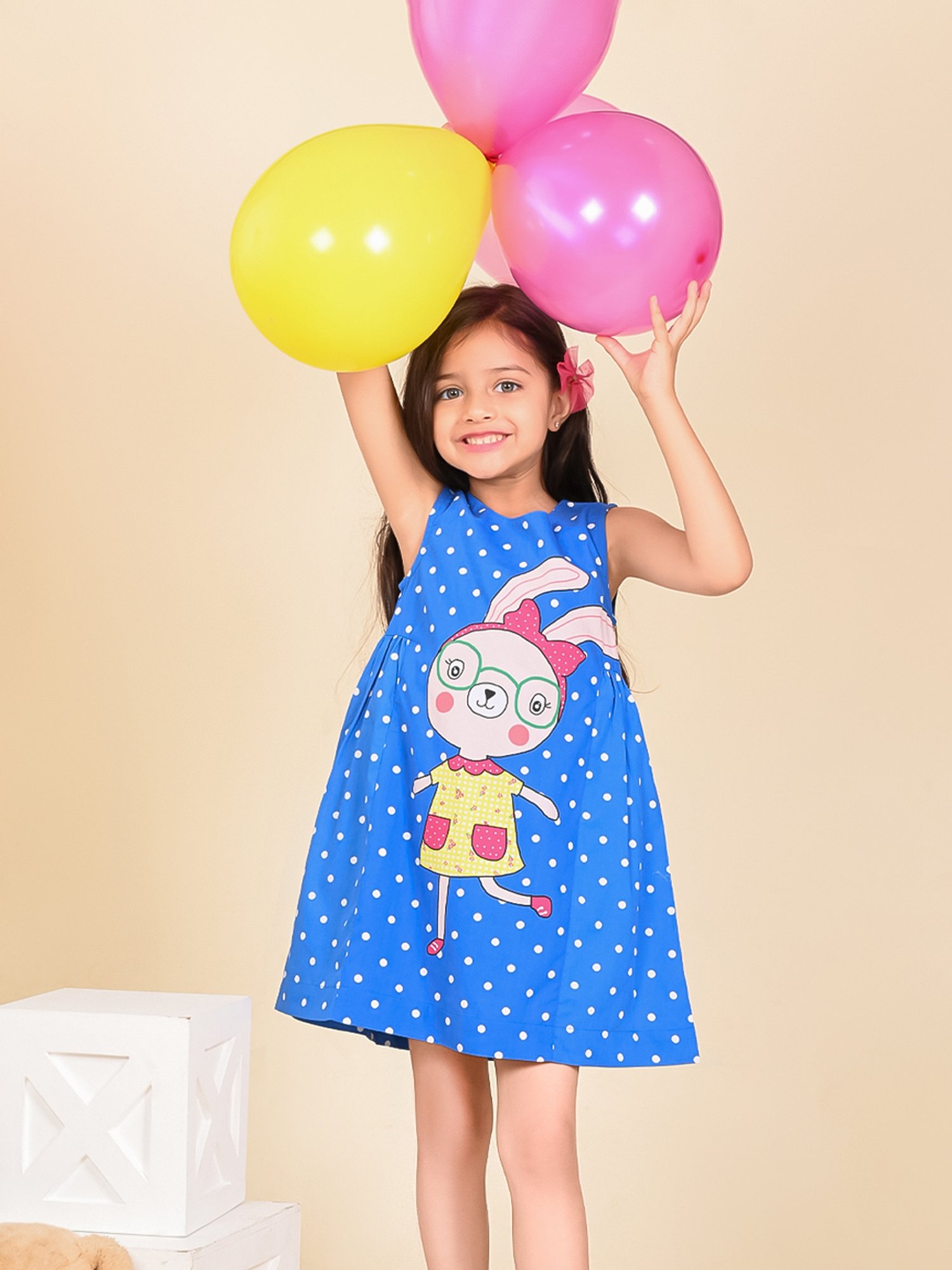 LilPicks Kids Blue Printed Dress