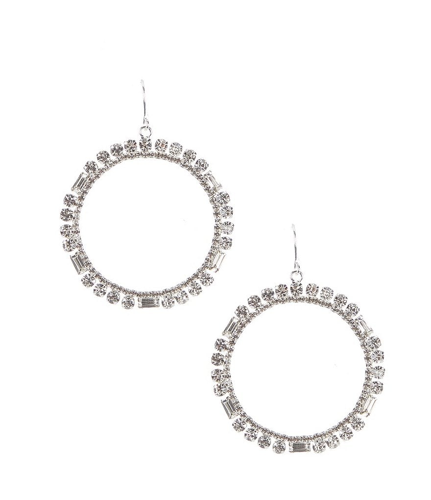 Cezanne Crystal Baguette Circle Earrings