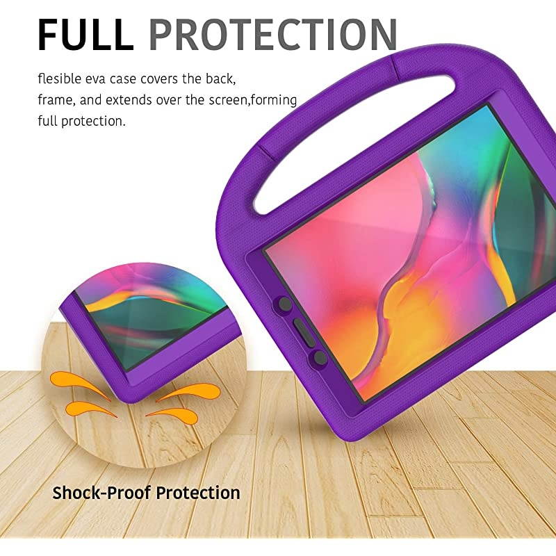for Samsung Galaxy Tab A 80 Case 2019 SMT290T295 Tab A 80 2019 Case with Screen Protector Shockproof Light Weight Handle Stand Galaxy Tab A 80 inch 2019 Kids Case Without S Pen Purple