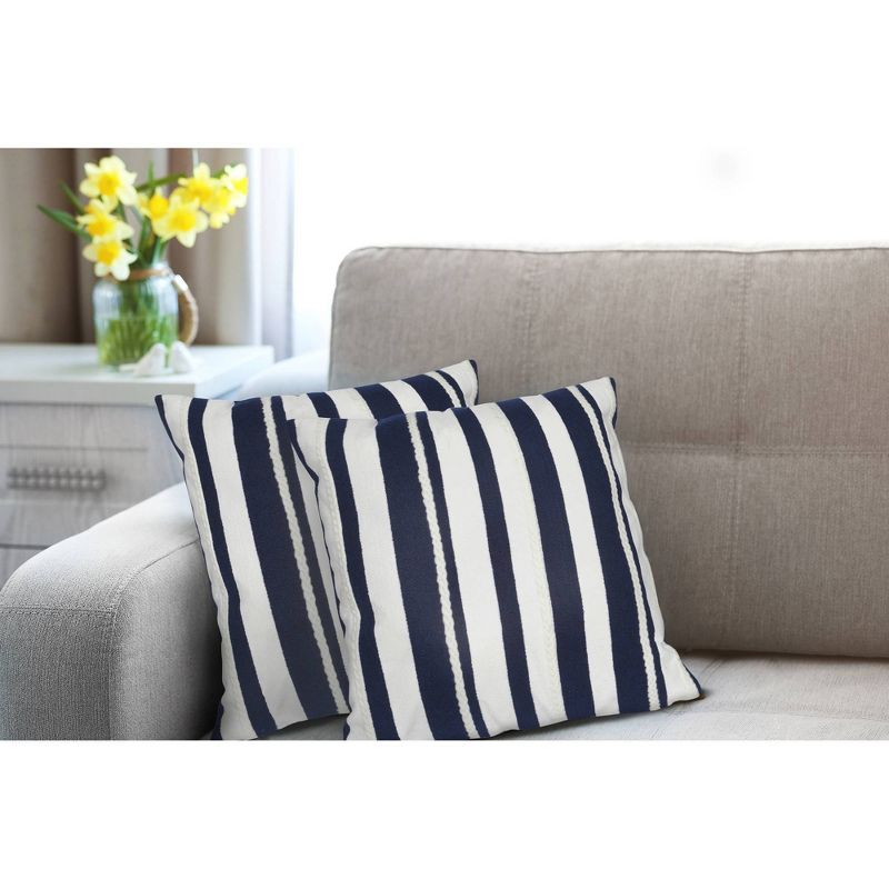 Blue Marina Stripe Throw Indoor/Outdoor Throw Pillow (20"x20") - Liora Manne