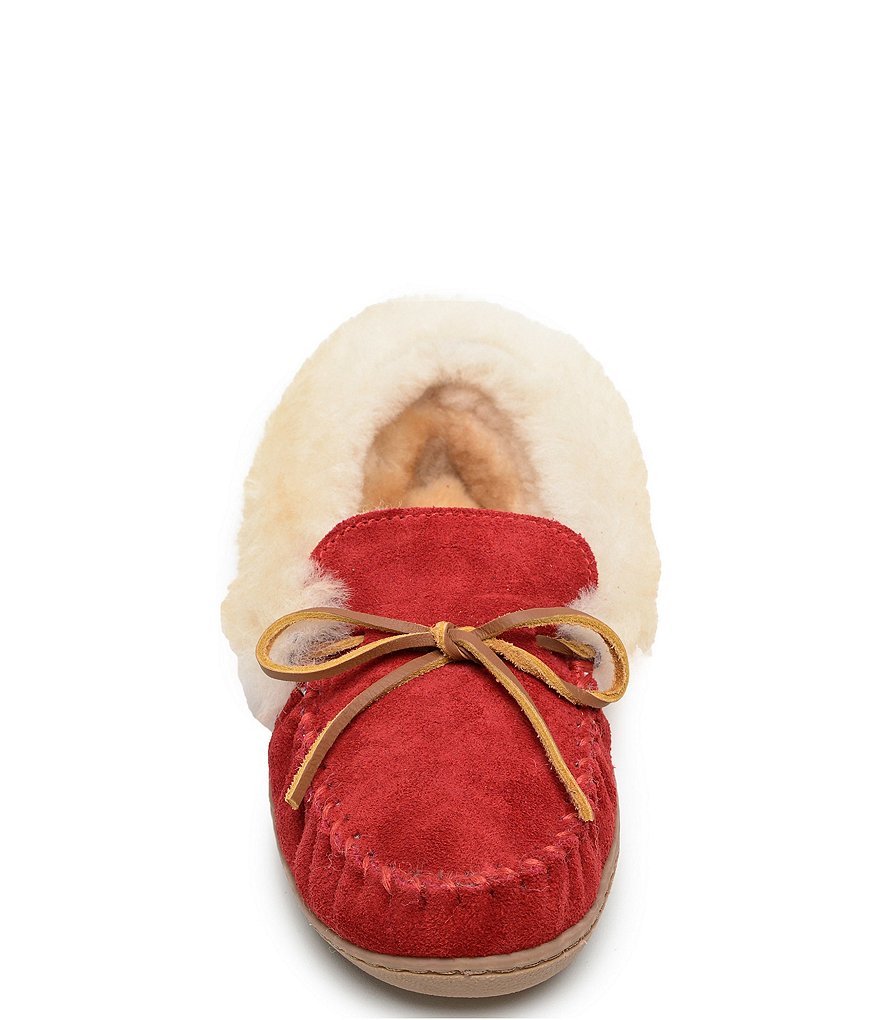 Minnetonka Alpine Suede Sheepskin Moc Slippers