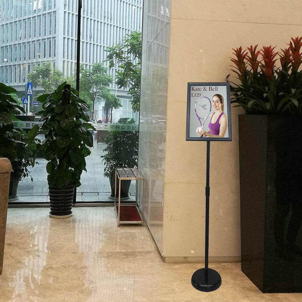 HAITIAN Sign Holder Poster Stand - Fits for 8.5 X 11 Inch Poster, Adjustable Stand Height, Poster Frame Revolvable To Either Horizontal or Vertical View Display, Metal Material Color Black