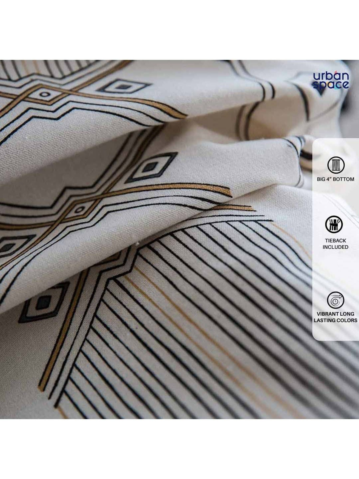 Urban Space Grey Cotton Door Curtain With Tieback & Eyelet