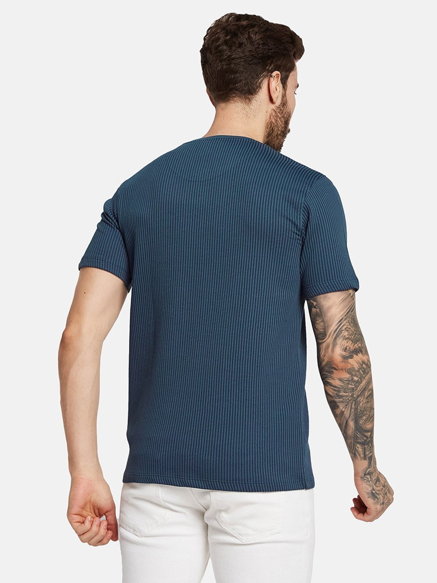 Octave Airforce Cotton Regular Fit Striped T-Shirt