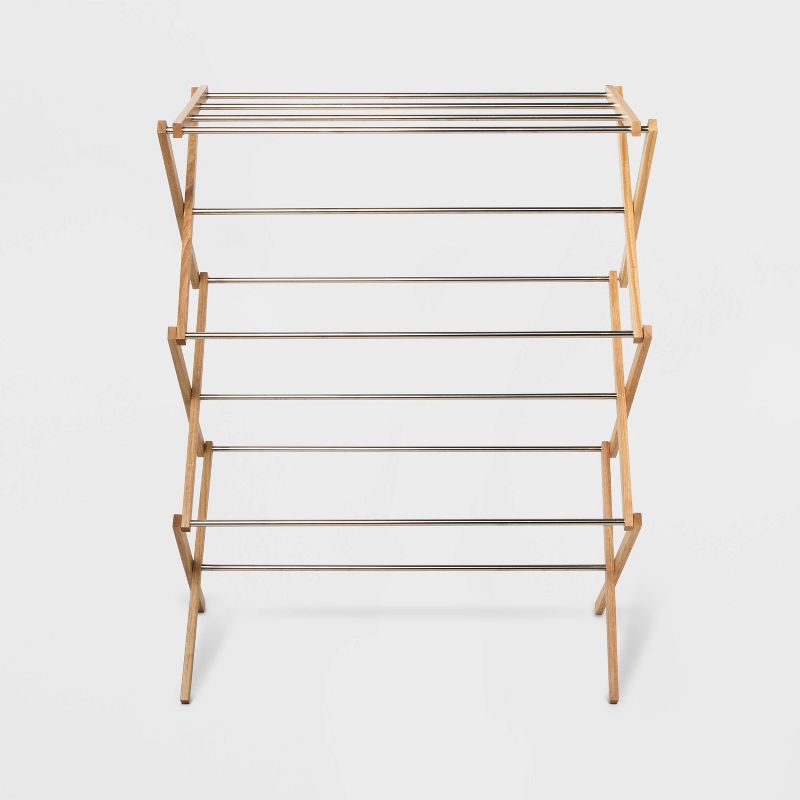 Sunbeam Bamboo and Stainless Steel  Foldable Drying Rack