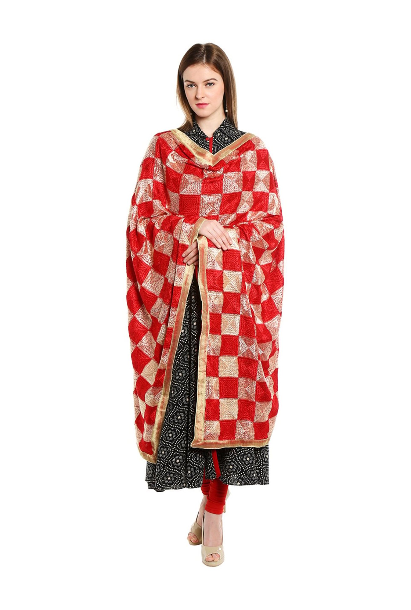 Stylum Red Plain Dupatta