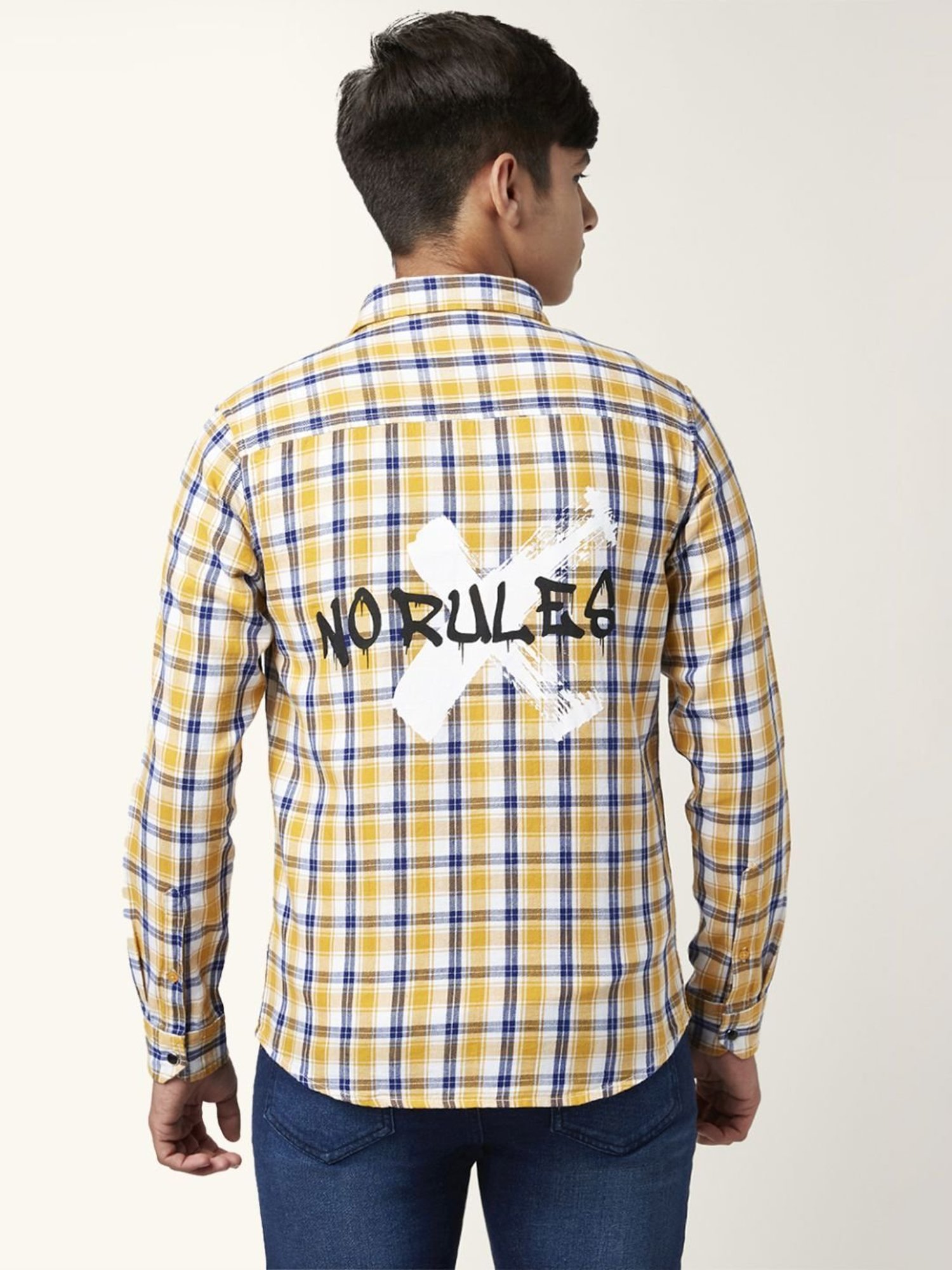 Coolsters by Pantaloons Kids Yellow & Blue Cotton Chequered Full Sleeves Shirt